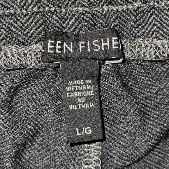 Eileen Fisher Herringbone Recycled Slouchy Pants Gray Drawstring Waist Size L - Picture 8 of 10